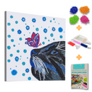 Kit Completo - Pintura em Diamantes - Gato e Borboleta - 30x30