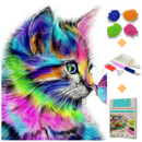 Kit Completo -  Pintura em Diamantes - Gatinho Colorido