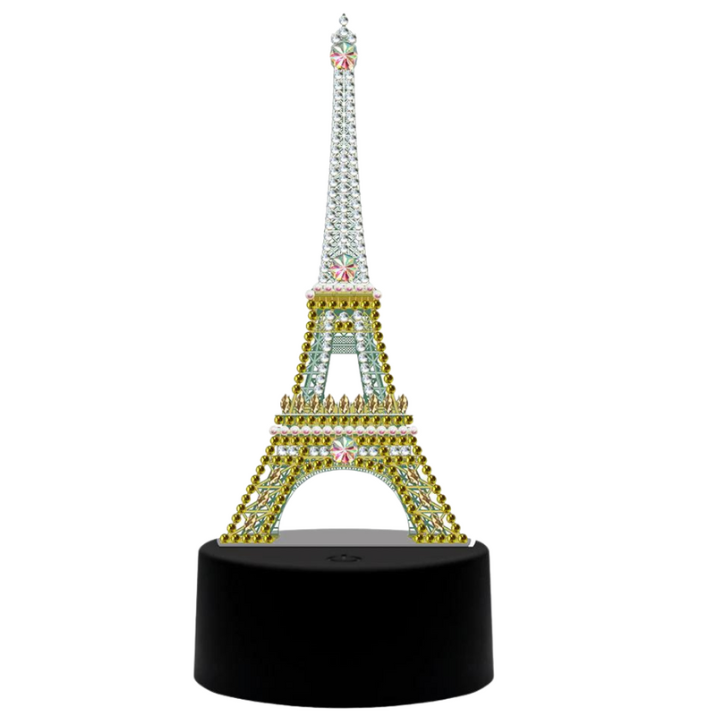 Kit completo - Luminária com Pintura em Diamantes - Torre Eiffel