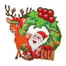 Kit Completo - Guirlanda com Pintura em Diamantes - Papai Noel e Rena