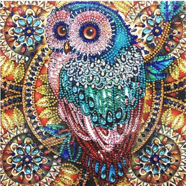 Pintura em Diamantes - Coruja sábia (30x30cm)