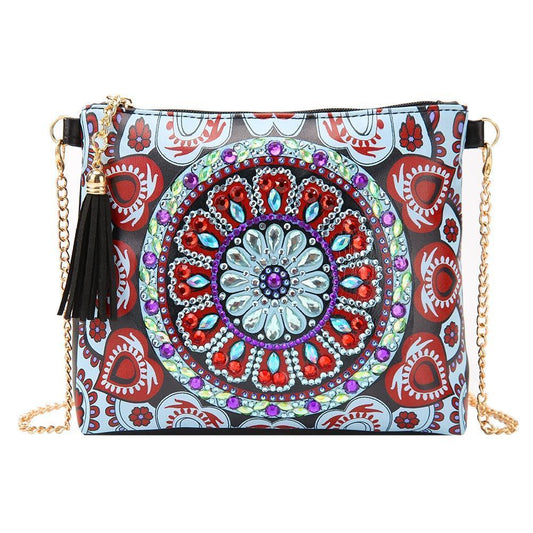 KIT Completo - Bolsa Diy - Pintura em Diamantes - Mandala Vermelha
