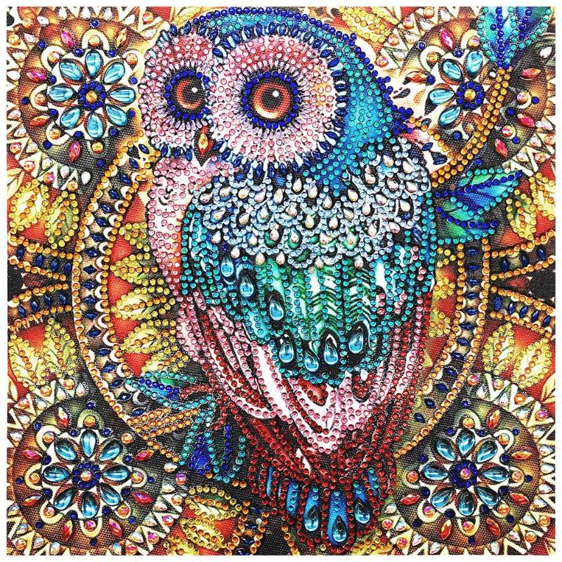 Pintura em Diamantes - Coruja sábia (30x30cm)