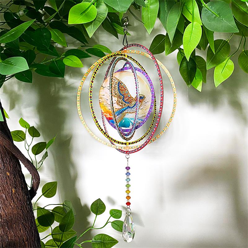 Kit completo - Ornamento de vento em Pintura em Diamantes - Mandala Estrela