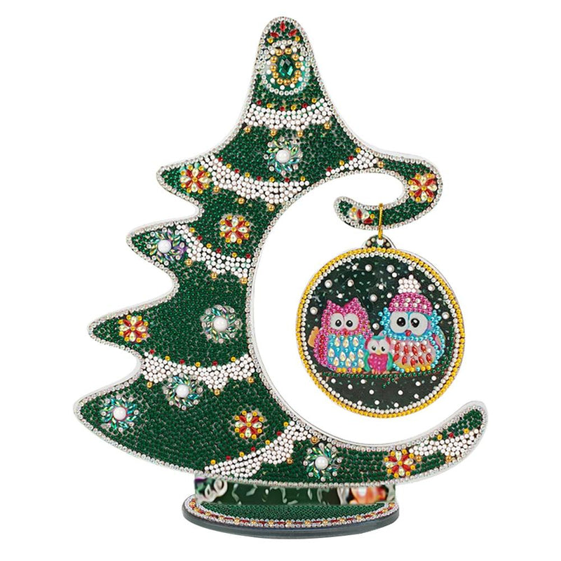 Kit Completo - Árvore de Natal com Pintura em Diamantes - Corujas