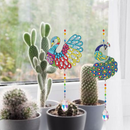 Kit 2 Ornamentos de Pendurar em Pintura em Diamantes - Pavão