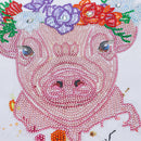 Kit Completo - Pintura em Diamantes - Porco Florido - 30x30