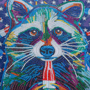 Kit Completo - Pintura em Diamantes - Guaxinim Colorido - 30x40