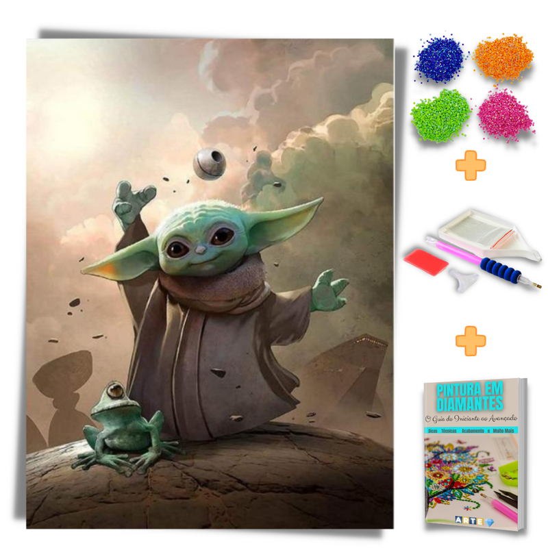 Kit Completo - Pintura em Diamantes - Baby Yoda