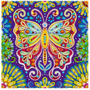 Pintura em Diamantes - Tela Fluorescente - Butterfly - Pedras Especiais - 30x30cm