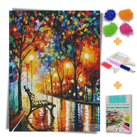 Kit Completo - Pintura em Diamantes - Noite de Outono