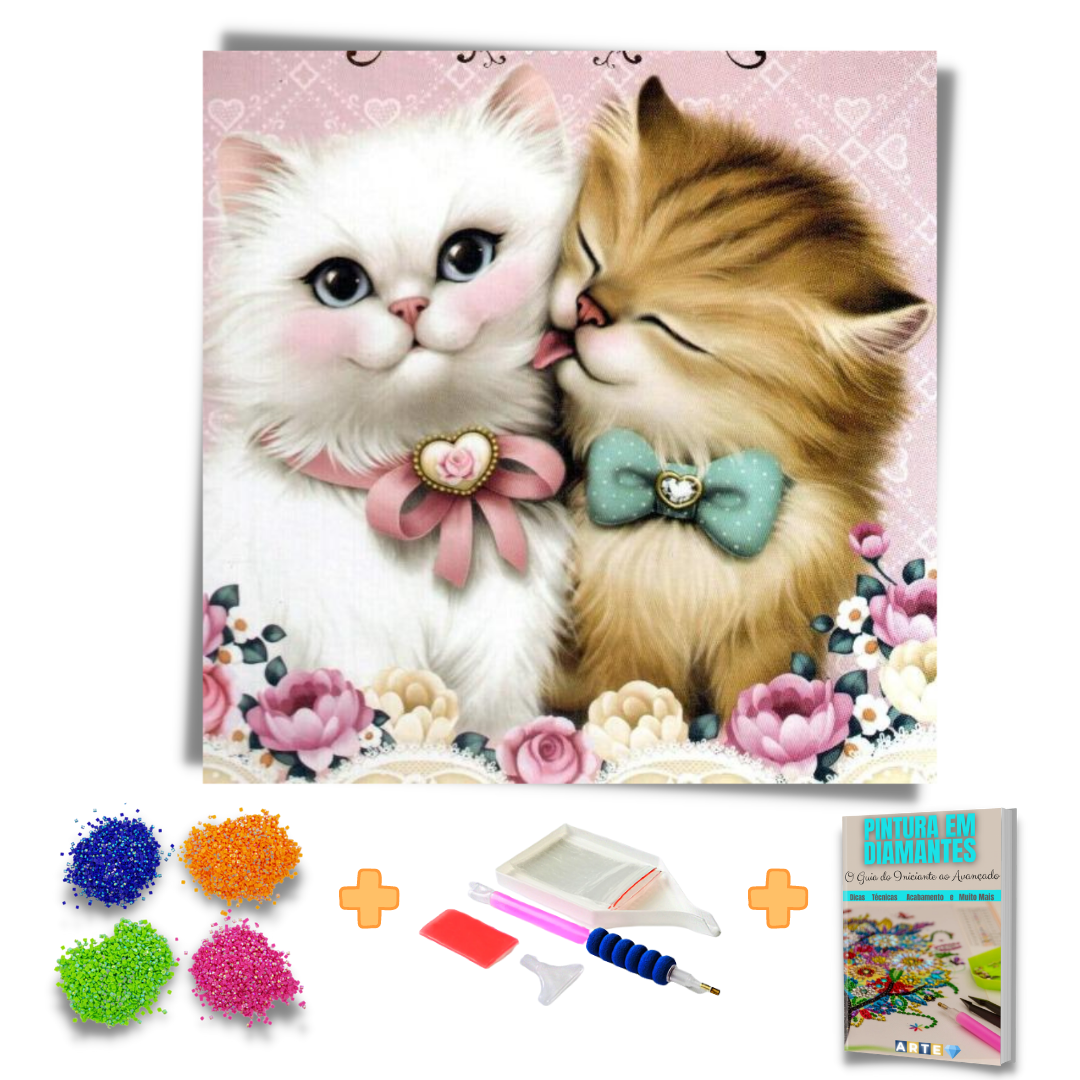 Kit Completo - Pintura em Diamantes - Amor entre os Cats