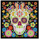 Pintura em Diamantes - Tela Fluorescente - Caveira Mexicana - Pedras Especiais - 30x30cm
