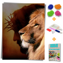 Kit Completo - Pintura em Diamantes - Leão da Tribo de Judá