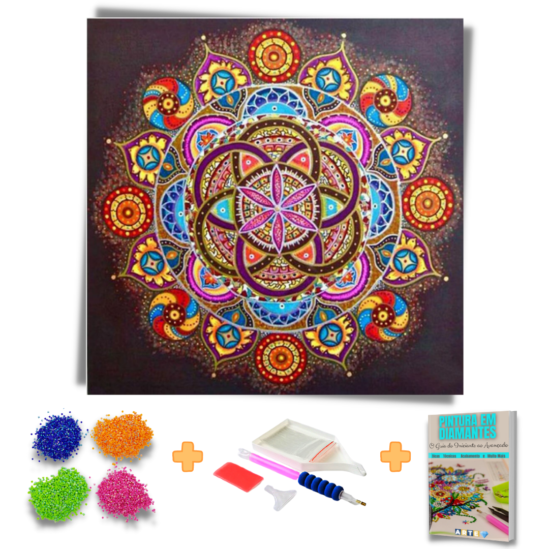 Kit Completo - Pintura em Diamantes - Mandala Felicidade