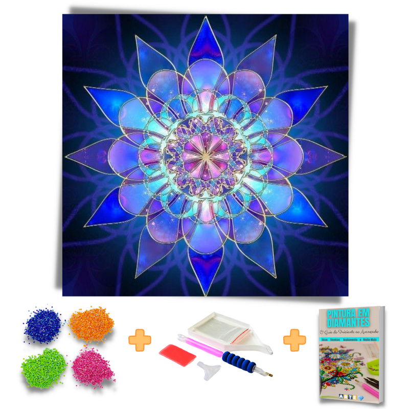 Kit Completo - Pintura em Diamantes - Mandala Floresça