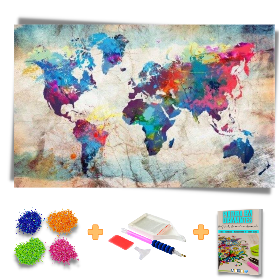 Kit Completo - Pintura em Diamantes - Mapa Colors