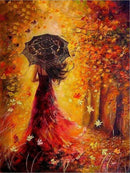 Kit Completo - Pintura Numerada - Mulher no Outono