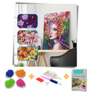 Kit Completo - Pintura em Diamantes - Mulher Florida - 30x40