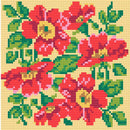 Kit Completo - Pintura em Diamantes - Flores Vermelhas - 21x21cm