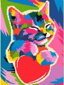 Kit Completo - Pintura em Diamantes - Gatinho Pop- 30x42cm