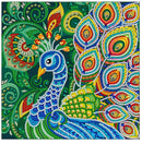Pintura em Diamantes - Tela Fluorescente - Pavão - Pedras Especiais - 30x30cm