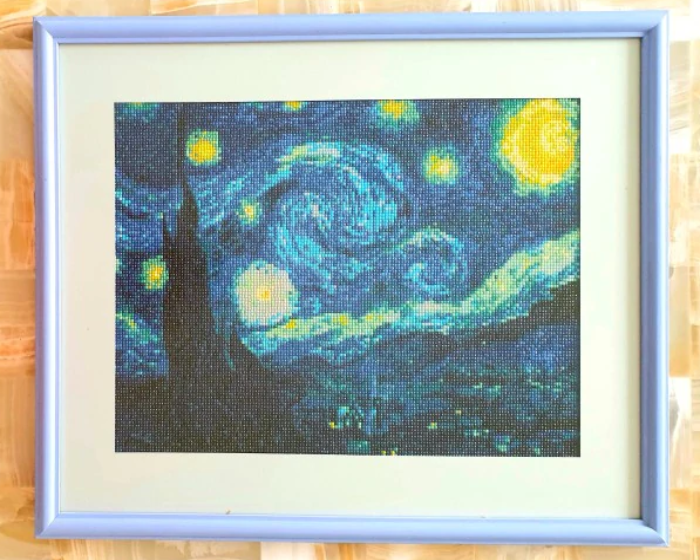 Pintura em Diamantes - Noite Estrelada de Van Gogh (40x50cm)