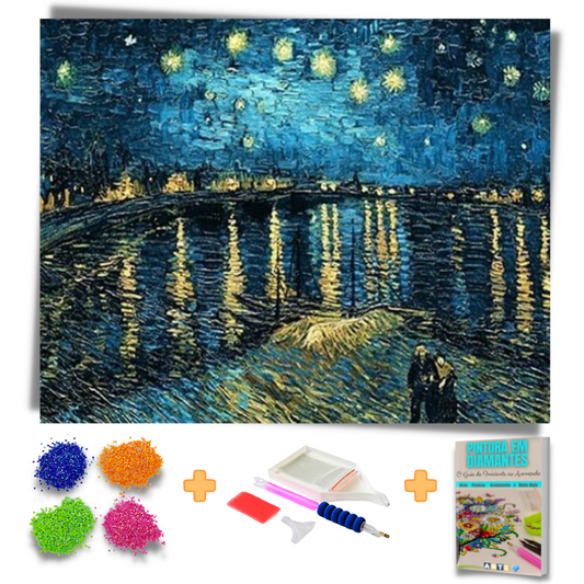 Kit Completo - Pintura em Diamantes - Sobre o Ródano - Van Gogh