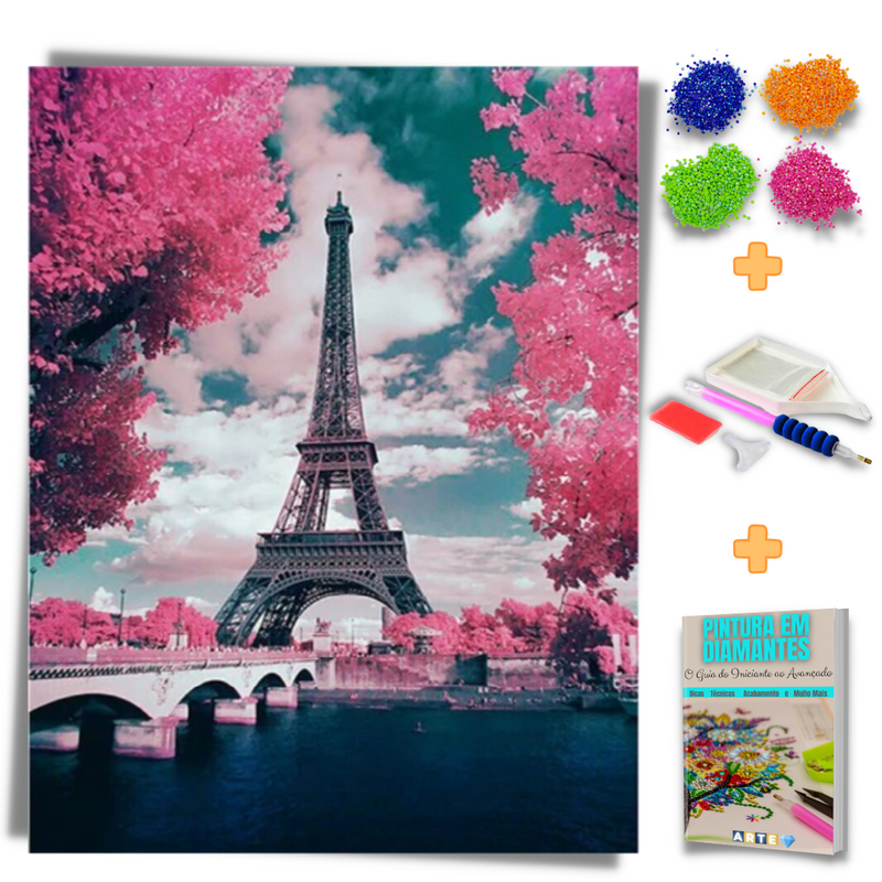 Kit Completo - Pintura em Diamantes - Torre Eiffel