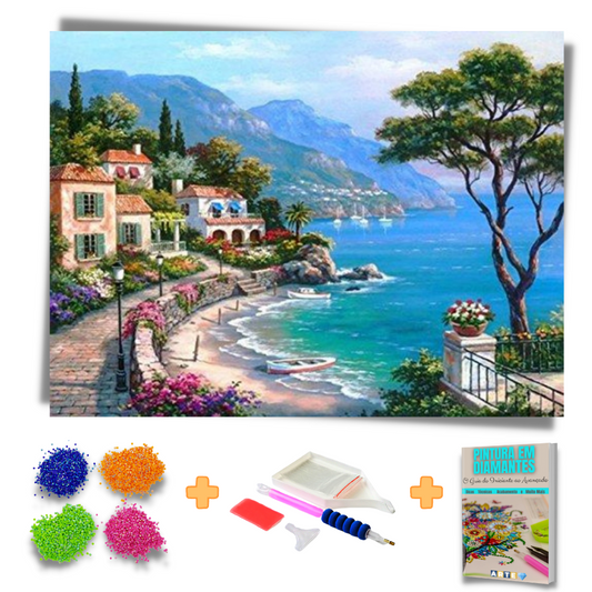 Kit Completo - Pintura em Diamantes - Uma Vila Mar